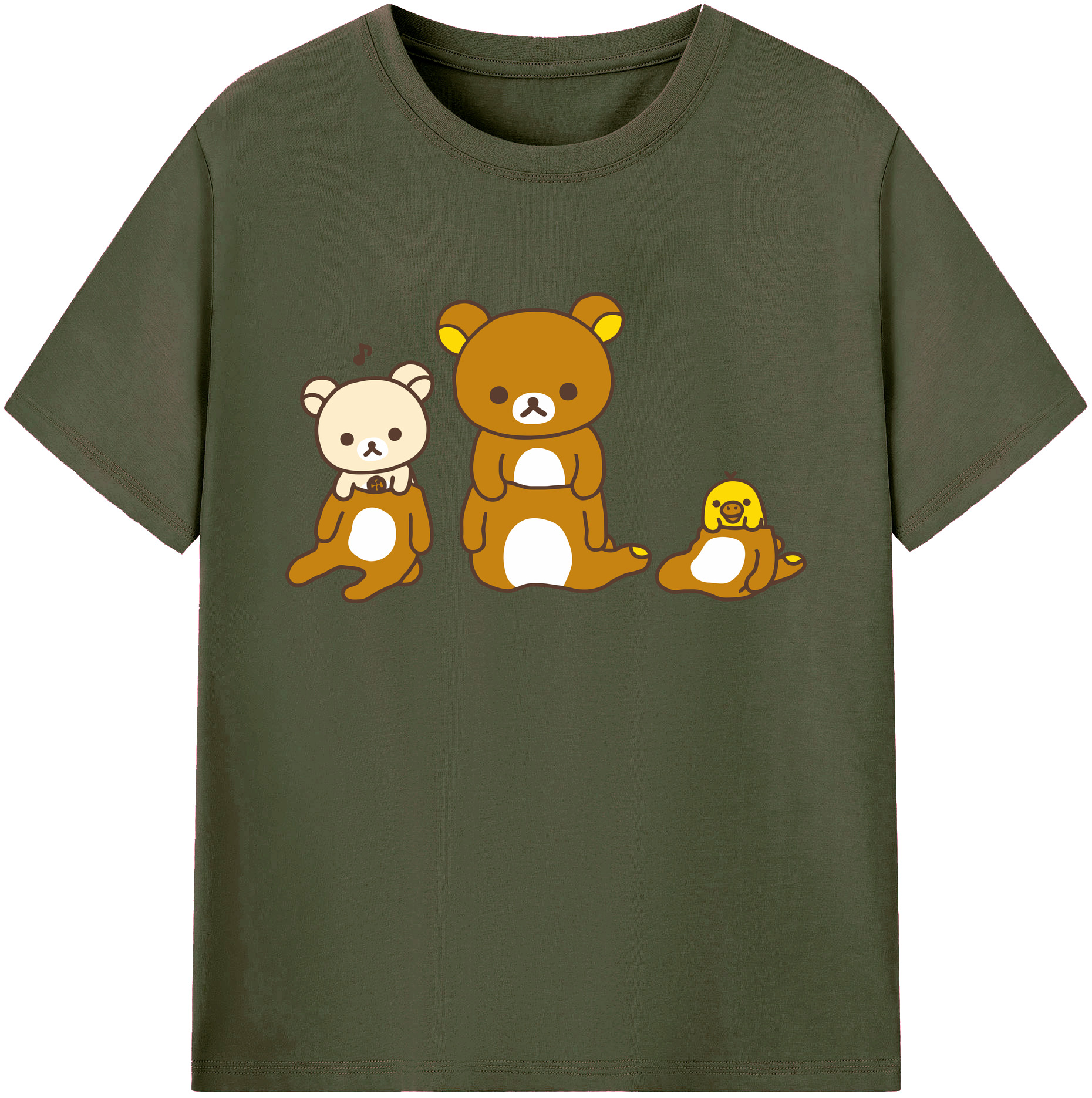 （画像用） リラックマ リラックマ キイロイトリ Rilakkuma Korilakkuma Kiiroitori 綿100％ メンズ半袖Tシャツ｜肌触りやわらか＆通気性